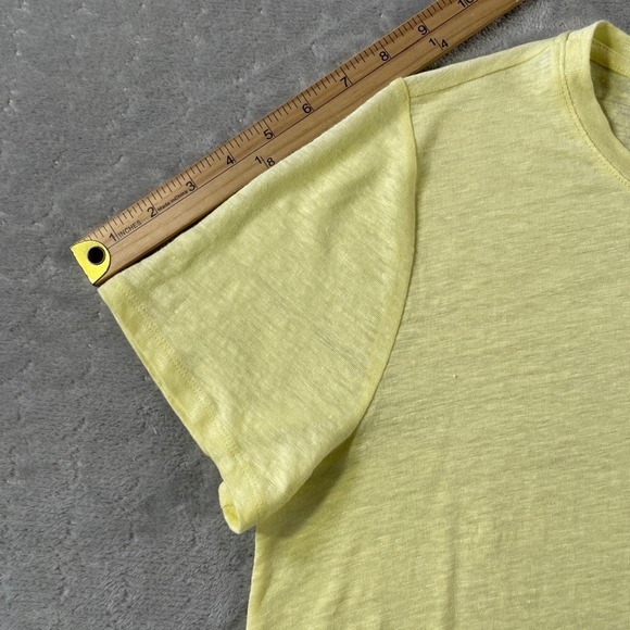 Eileen Fisher T Shirt Top Women Medium Yellow Organic Linen Luxury Preppy Light - Picture 6 of 12